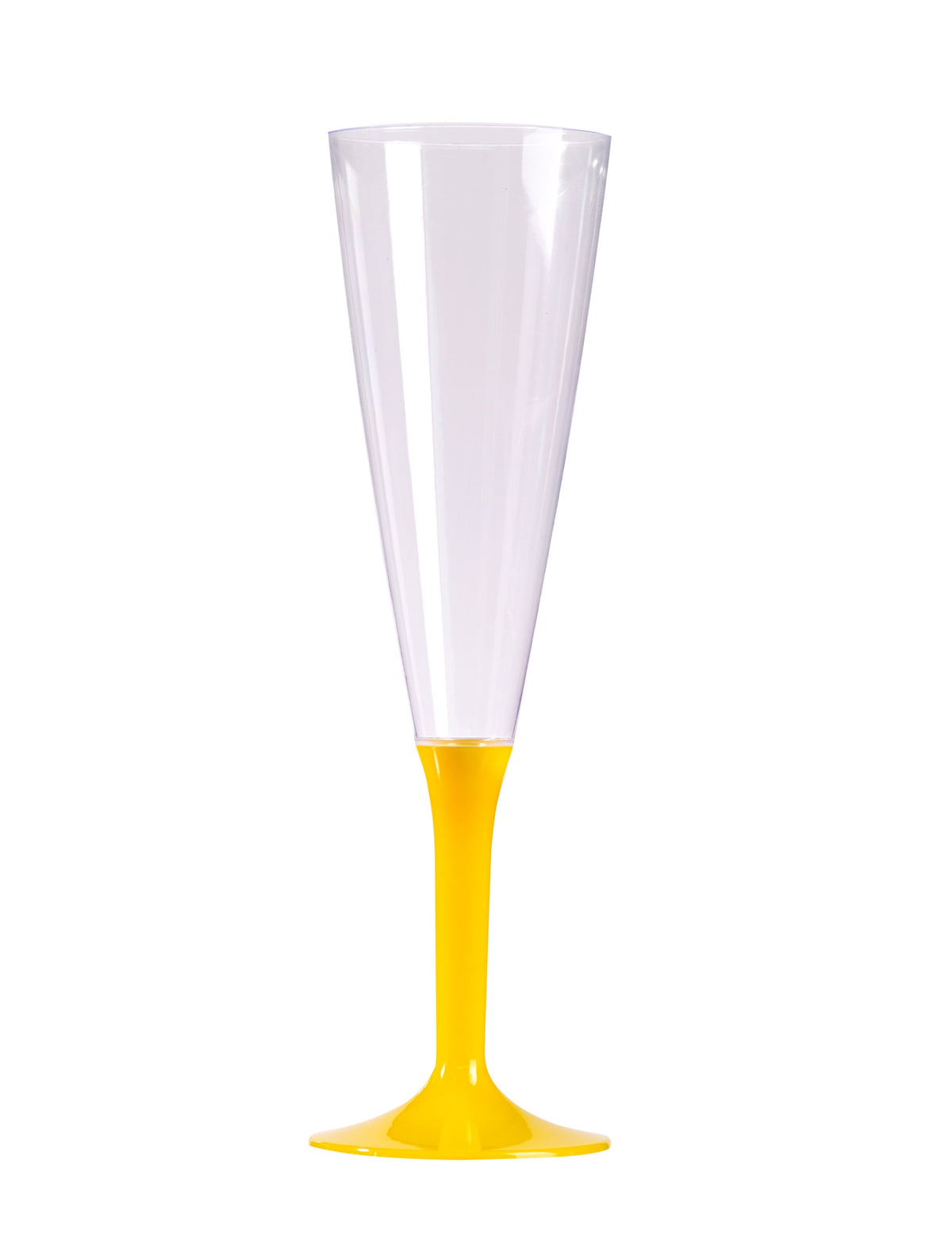 Flûte à champagne en plastique pour vos réceptions avec pied jaune