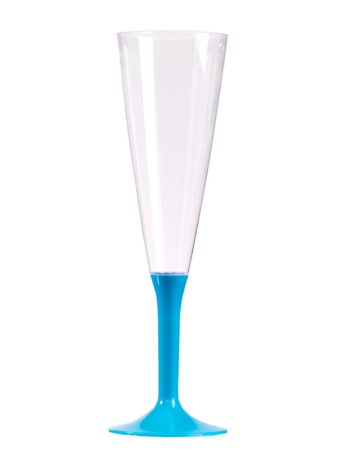 10 tyrkysových pohárov na šampanské s nohou, 150 ml, plastové