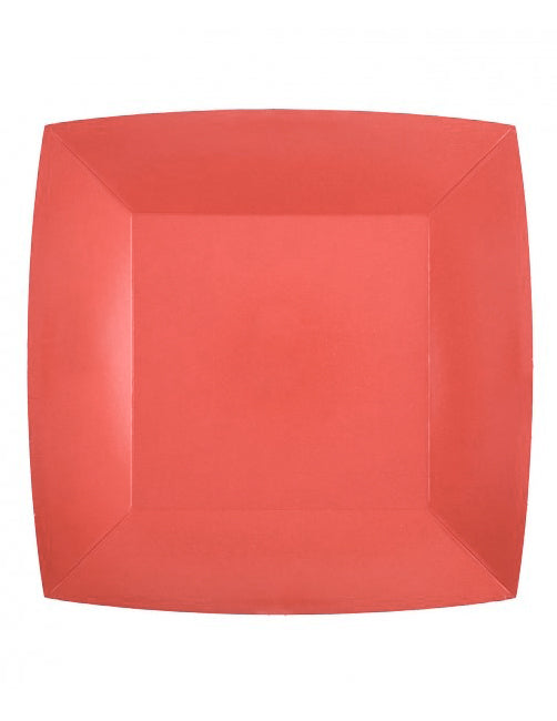 10 veľkých štvorcových červených kartónových tanierov 23 cm originály