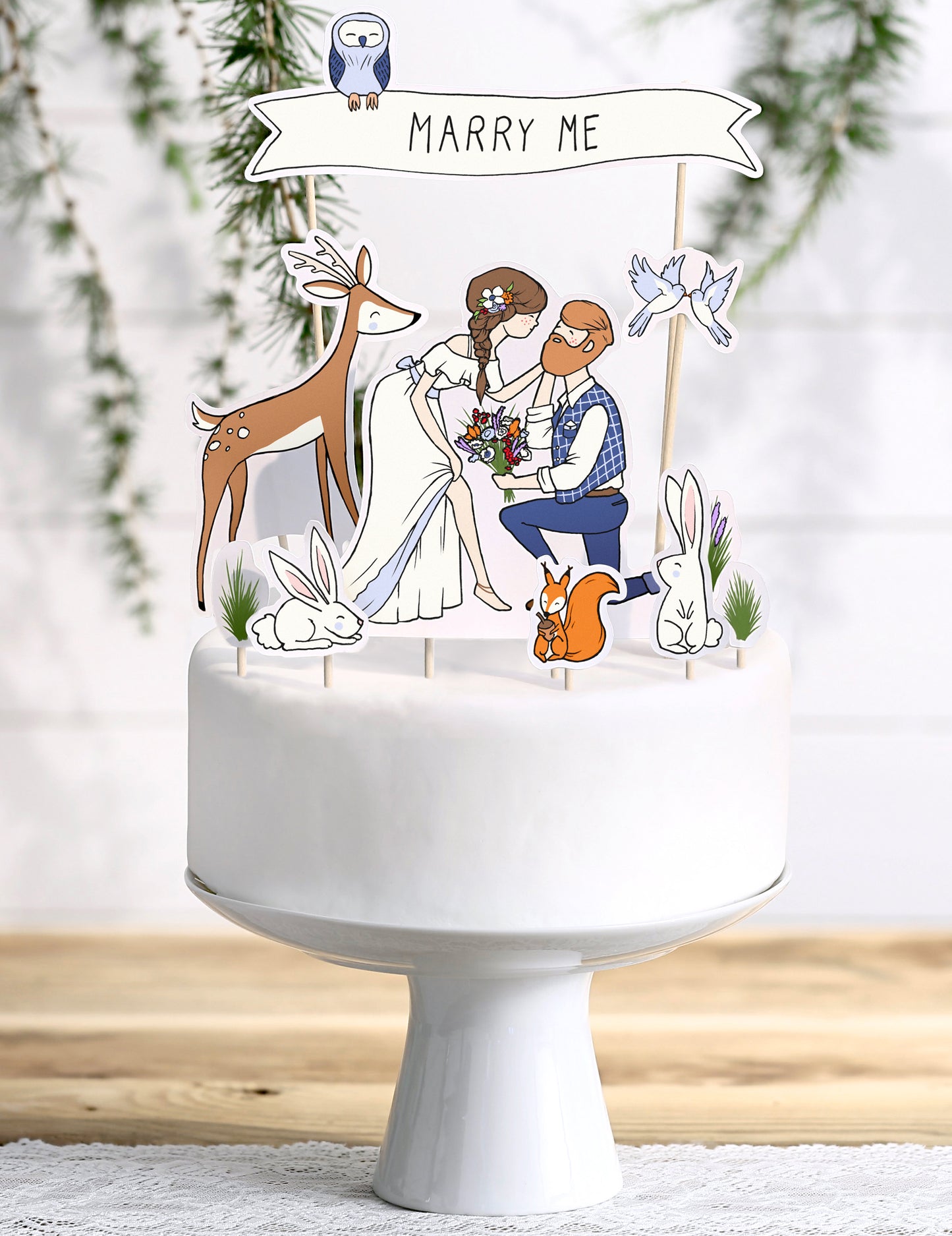 10 prírodných ozdôb na svadobnú tortu, 7,3 cm, rustikálna dekorácia