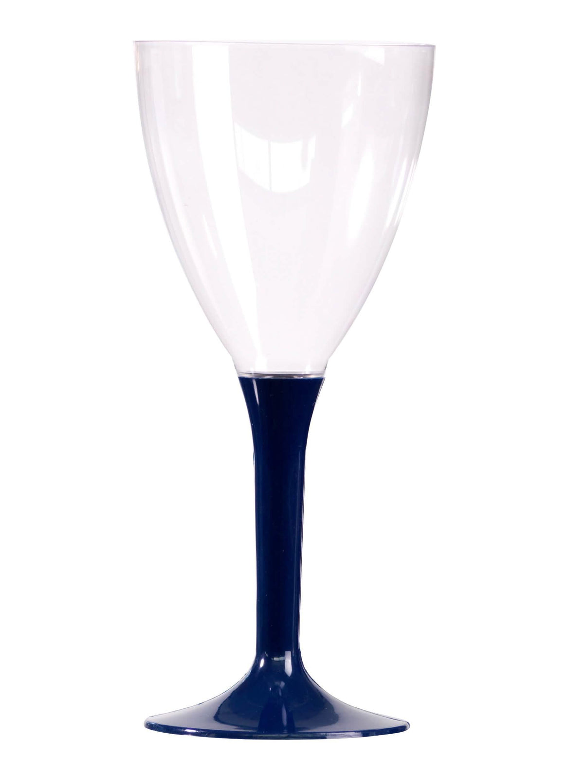 Plastový pohár na víno na oslavu s tmavomodrou nožkou 160 ml
