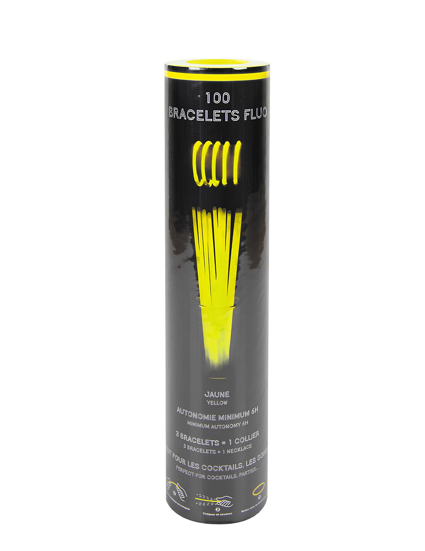 100 žltých fosforescenčných náramkov