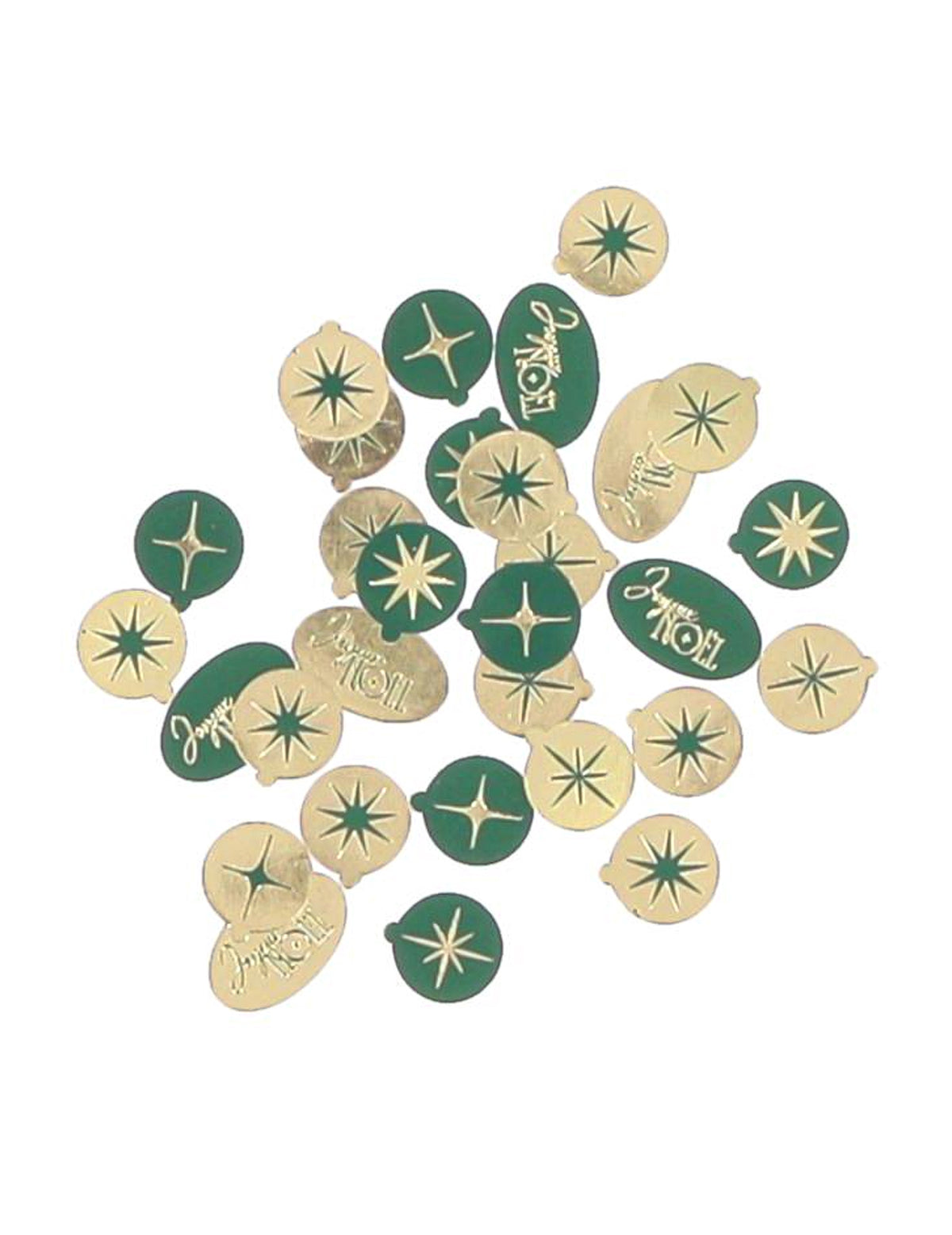 100 confettis Joyeux Noël L'Intemporel vert anglais et or de 1 à 2 cm
