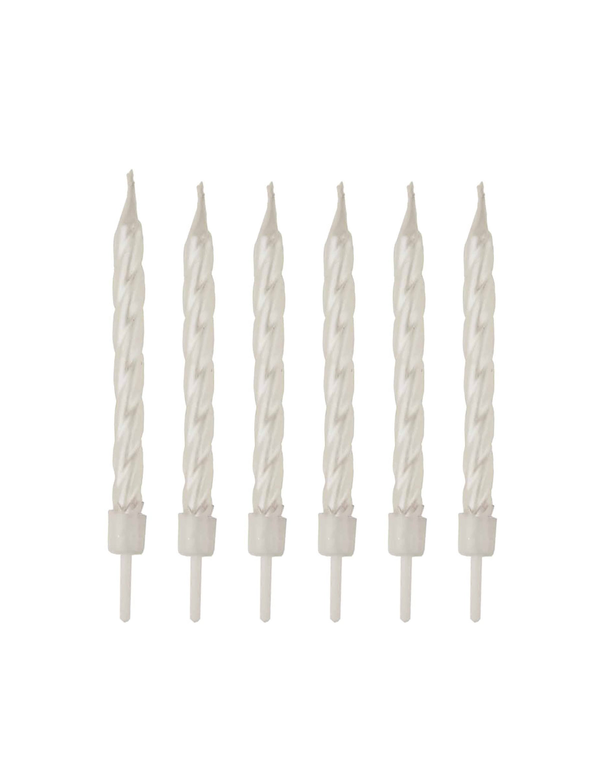Bougies d'anniversaire spirales pour gâteau blanches nacrées