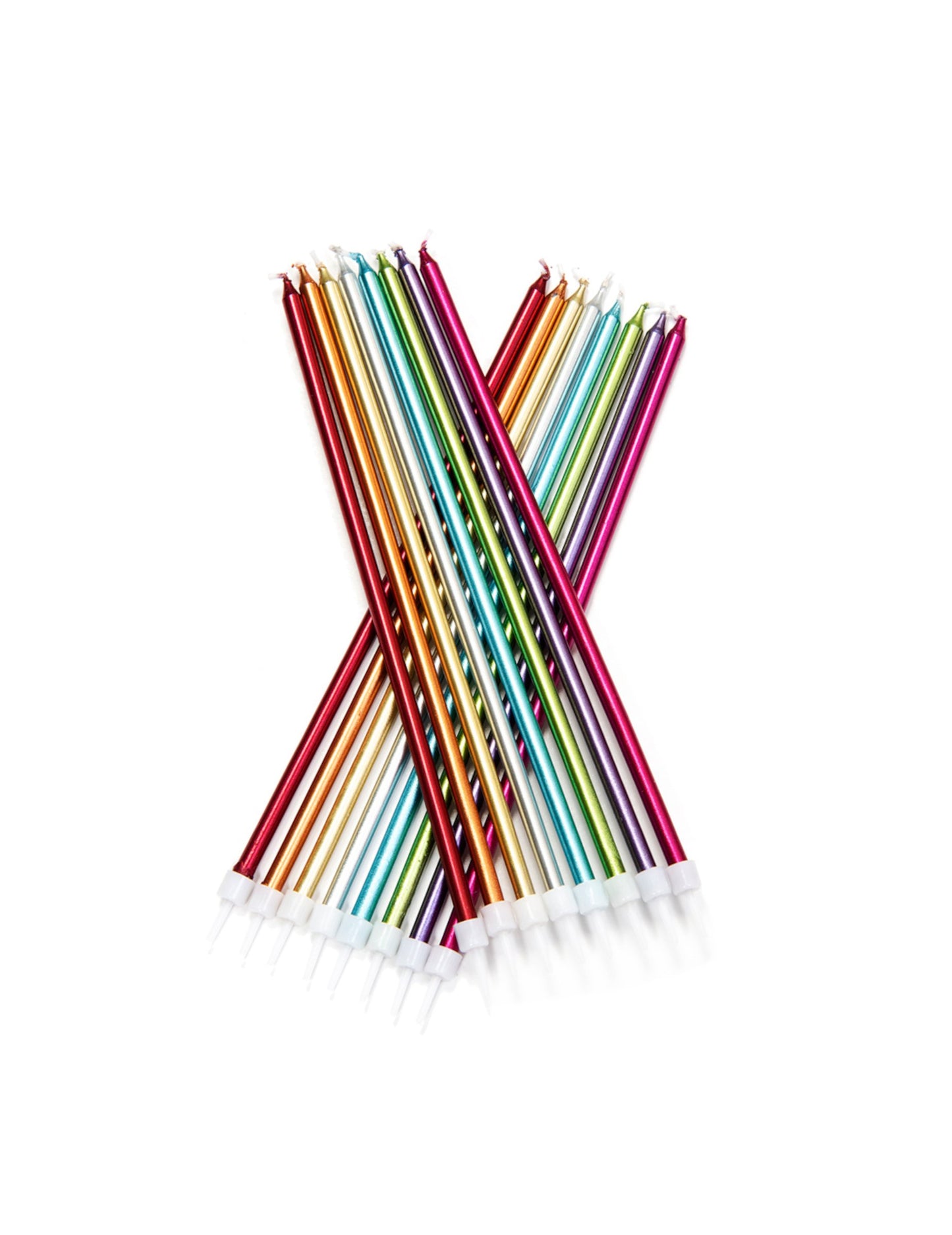 12 obrovských metalických viacfarebných sviečok 18 cm na narodeninovú tortu