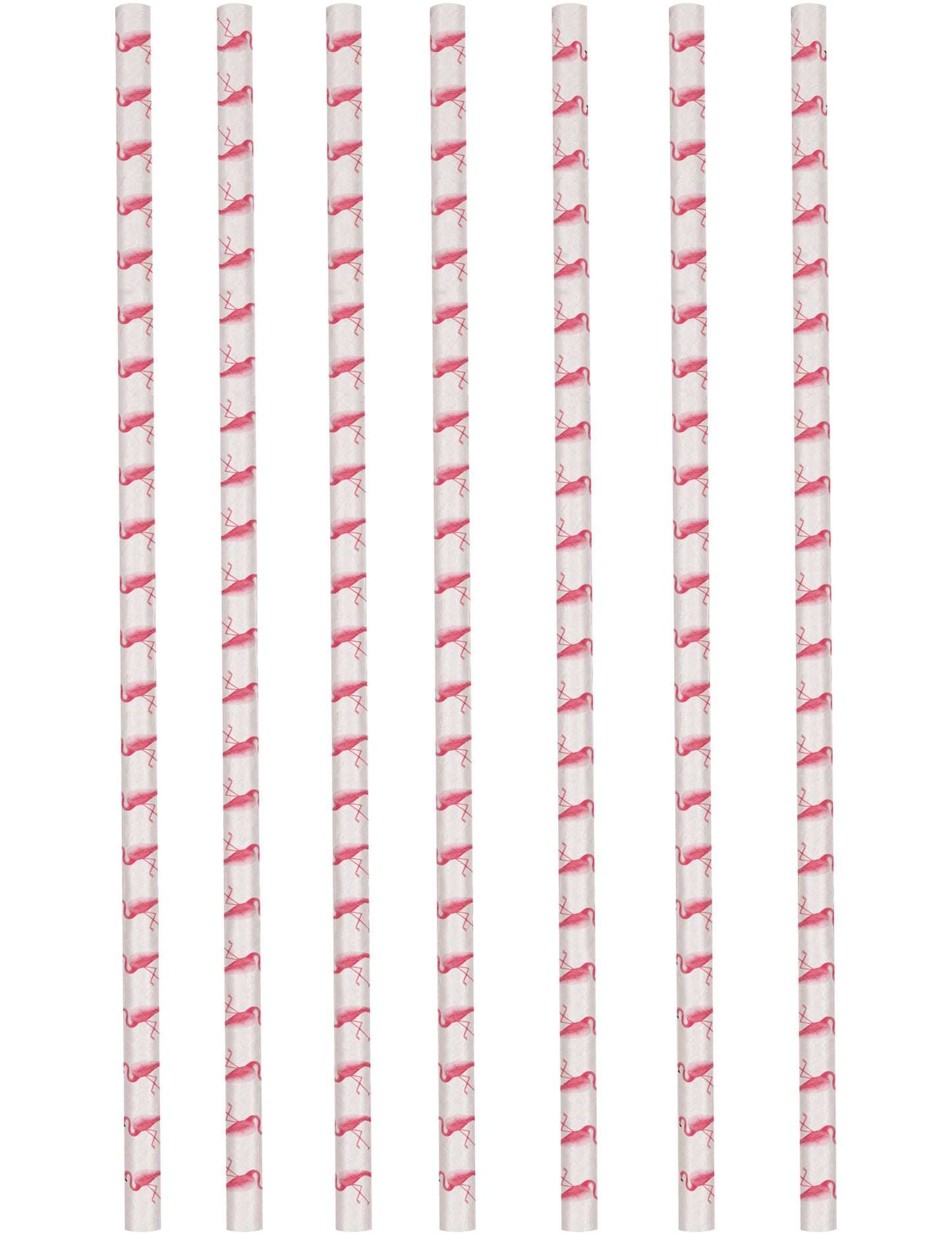 Pailles en carton flamingo paradise pour fête blanches avec motifs flamants roses