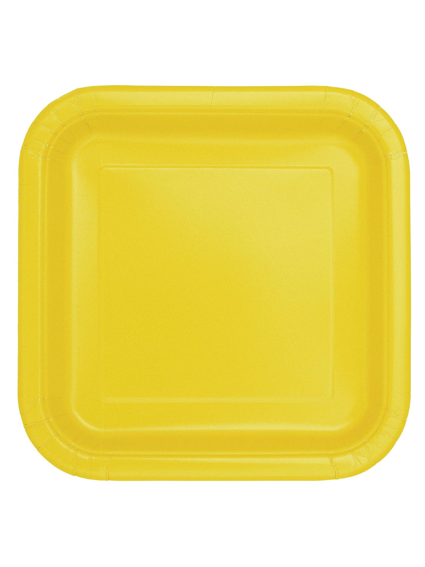 14 štvorcových fluorescenčných žltých kartónových tanierov 22 cm na slávnostný bufet