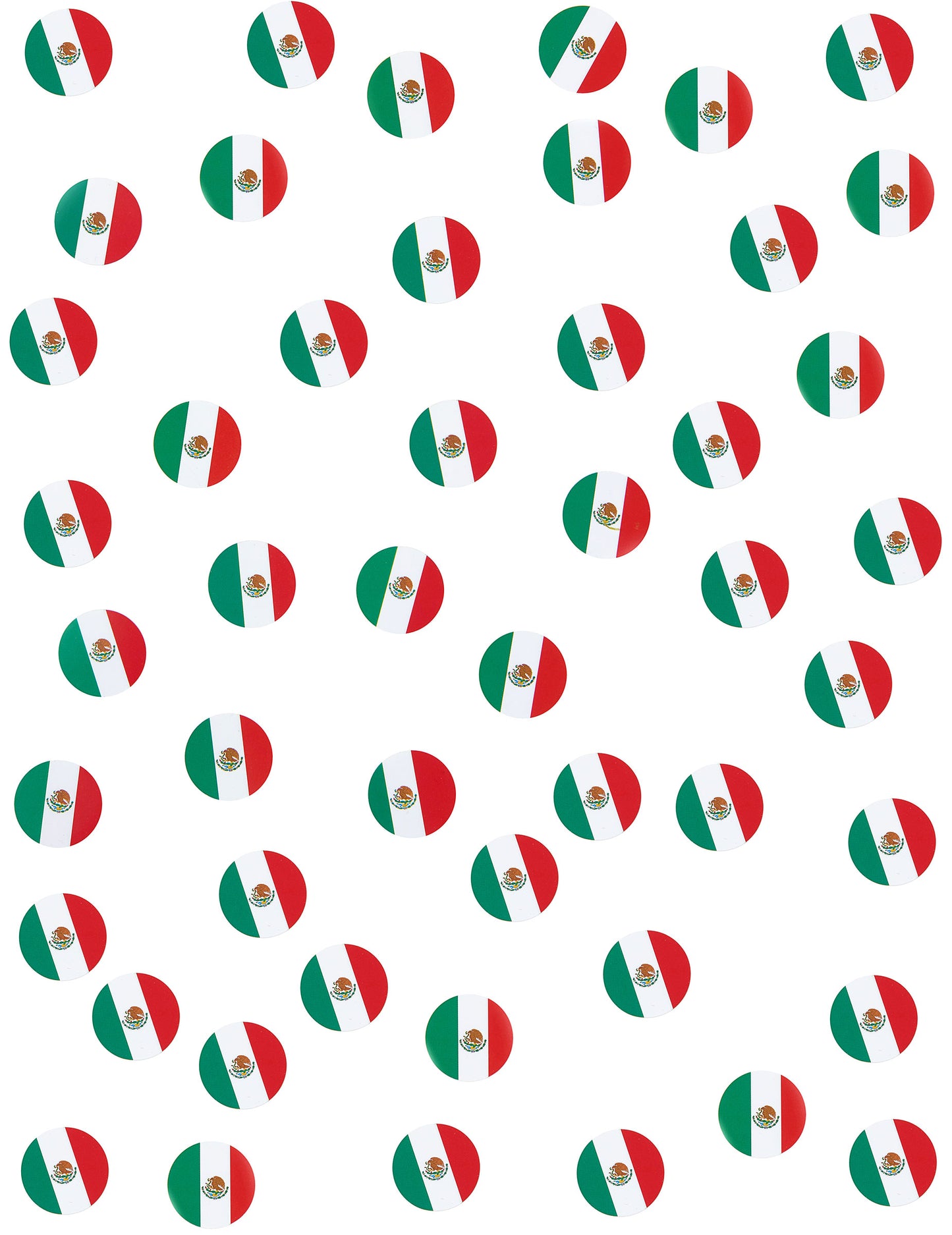 Vue d'ensemble des confettis de table drapeaux Mexique