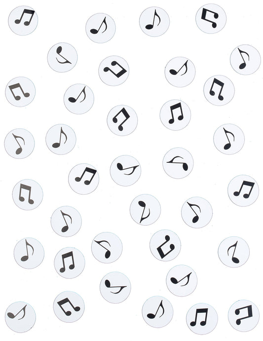 Vue d'ensemble des confettis de table note de musique