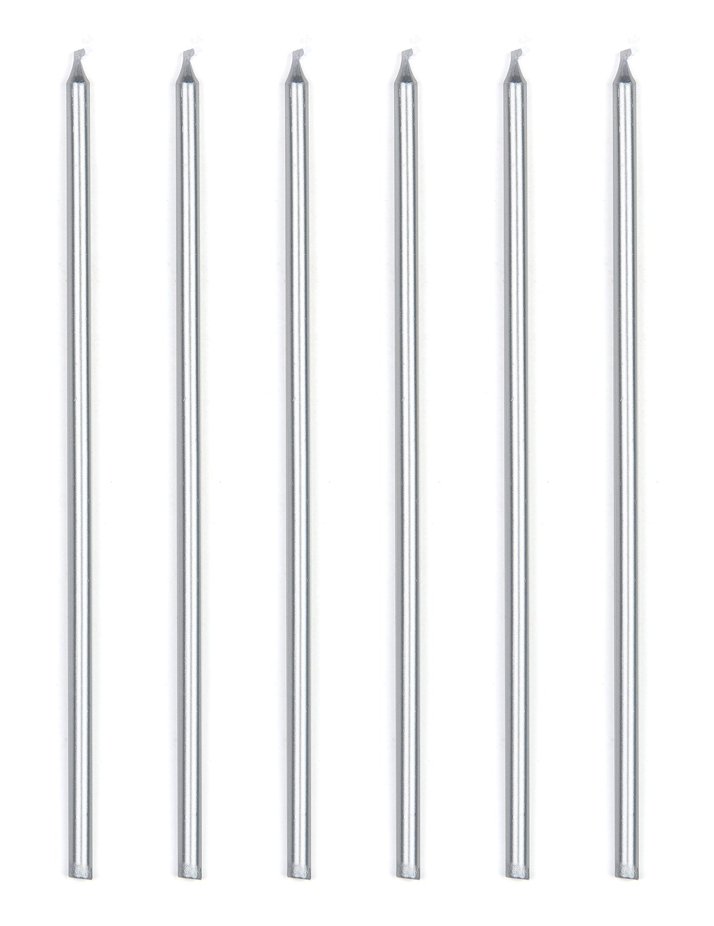 16 obrovských kovových strieborných sviečok 18 cm s bobeches