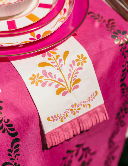 16 papierových servítok s strapcami Pink Limonade 20 x 40 cm