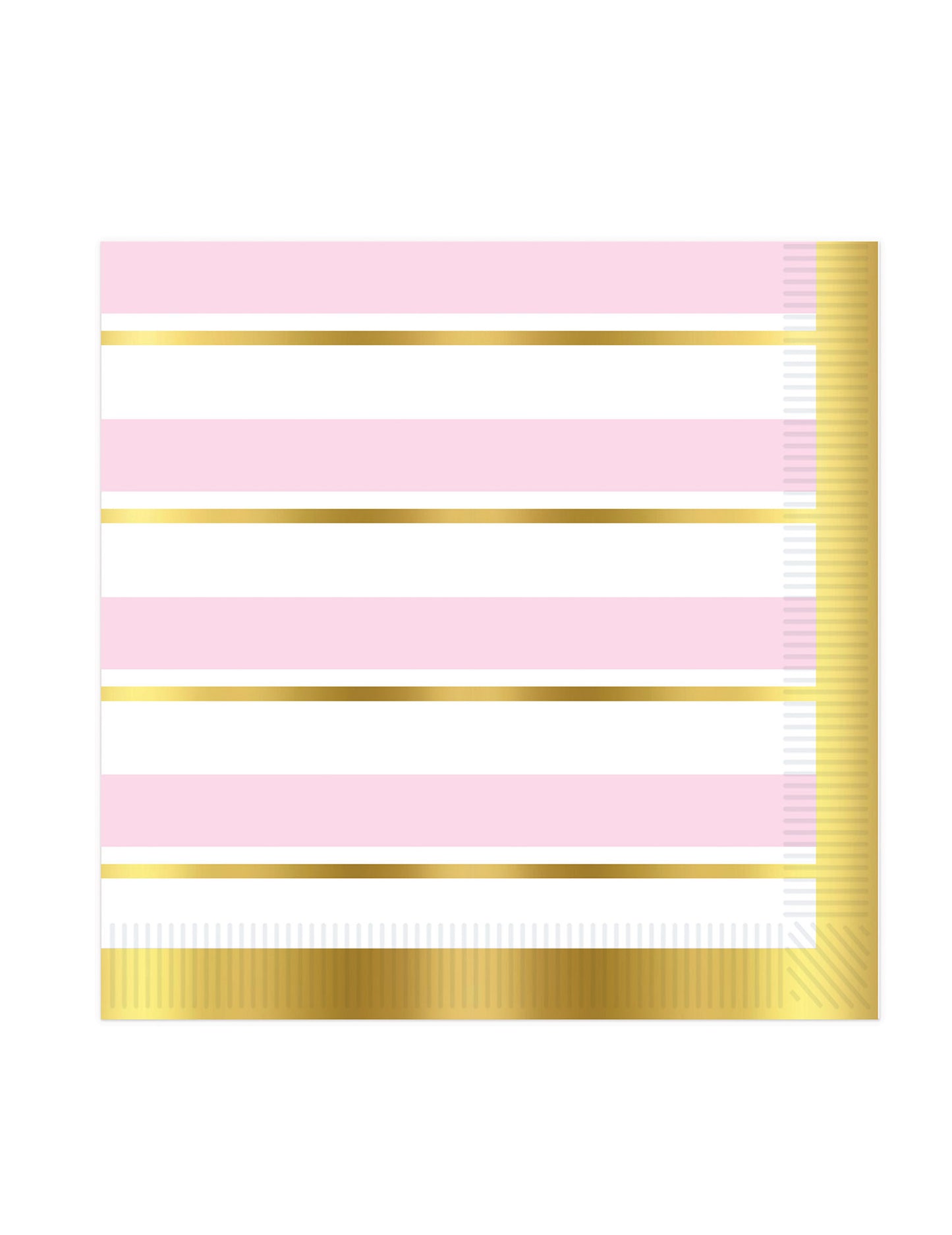 16 ružovo-bielych pruhovaných papierových obrúskov, 33 x 33 cm zlatý
