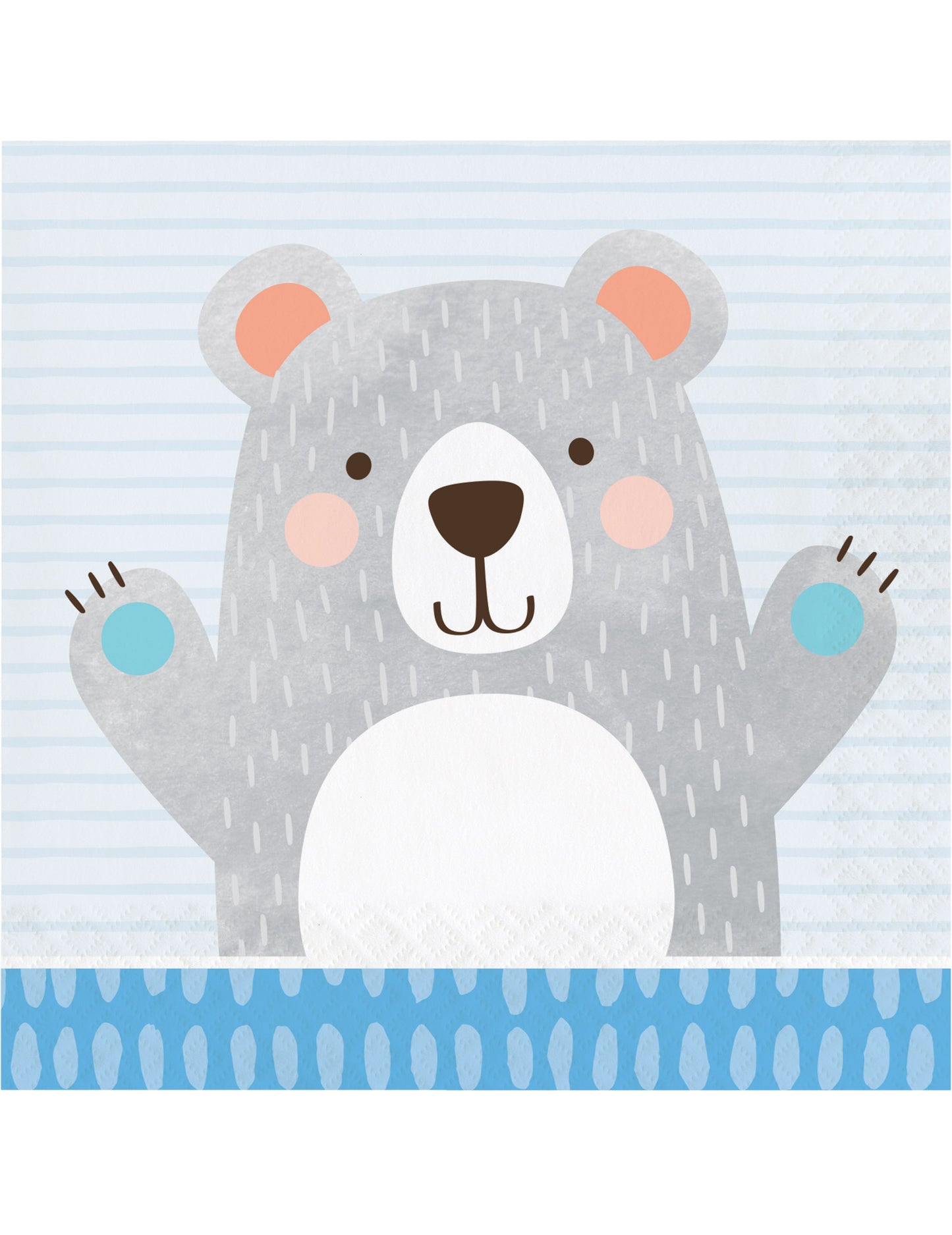 16 papierových obrúskov s motívom malého sivého medvedíka, 33 x 33 cm na detskú oslavu