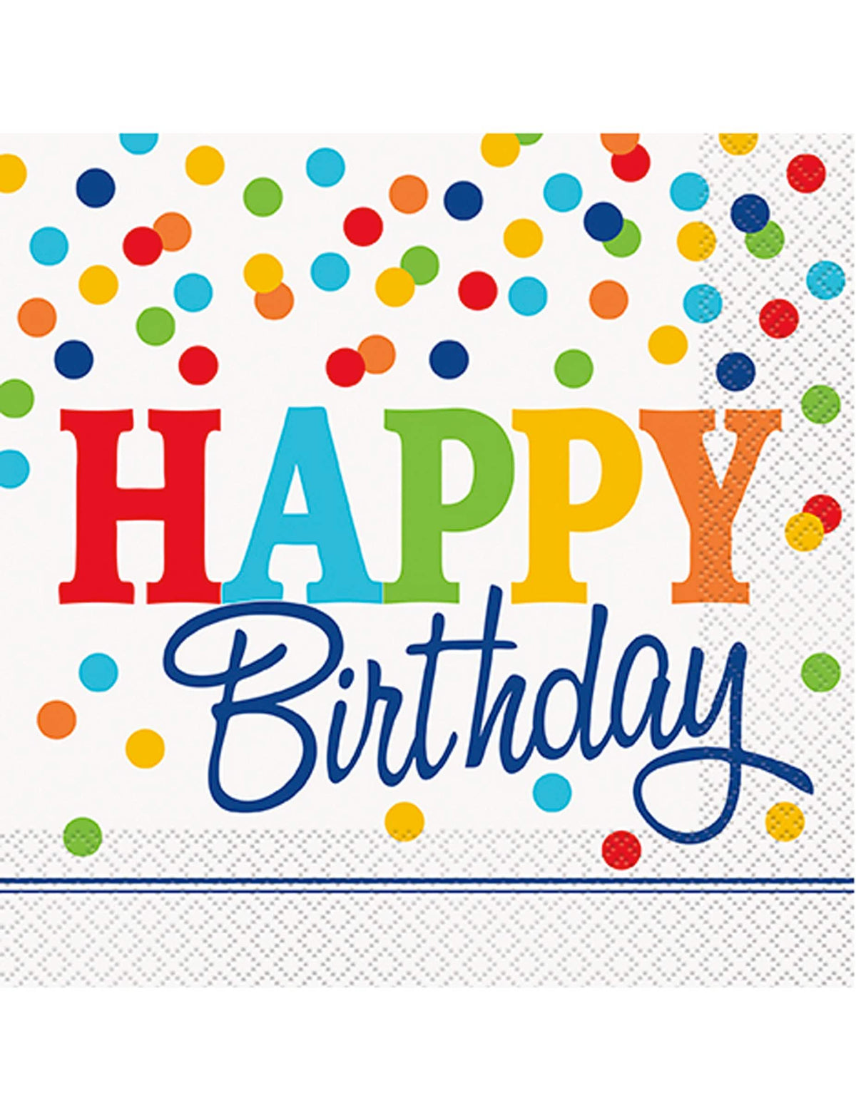 papierové obrúsky Happy Birthday na narodeniny s farebnými bodkami