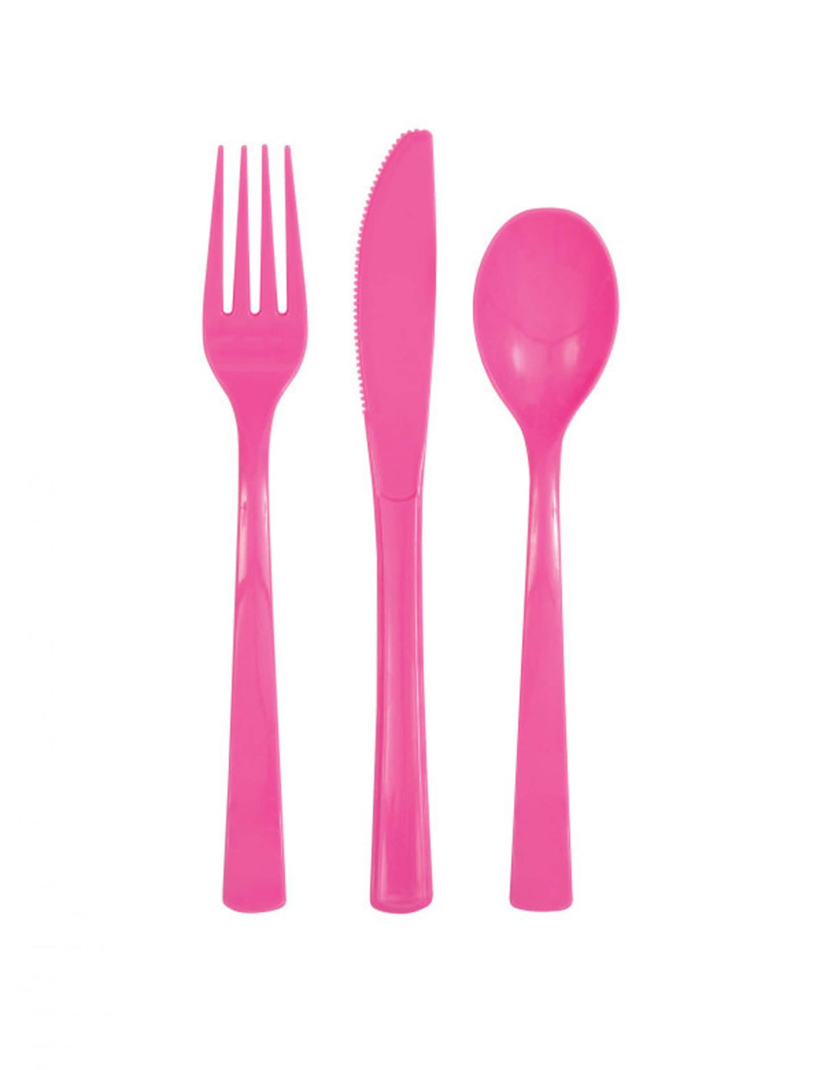 Assortiment ružových plastových príbory