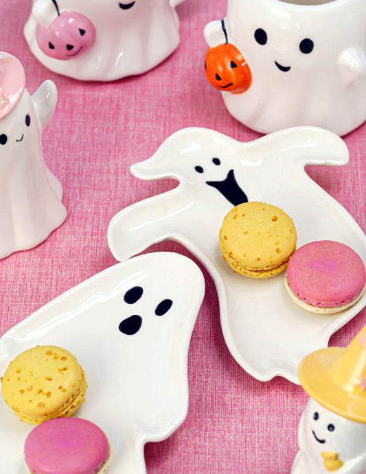 2 dekoratívne taniere Summerween z keramiky v tvare ducha 17 x 1,5 x 20 cm