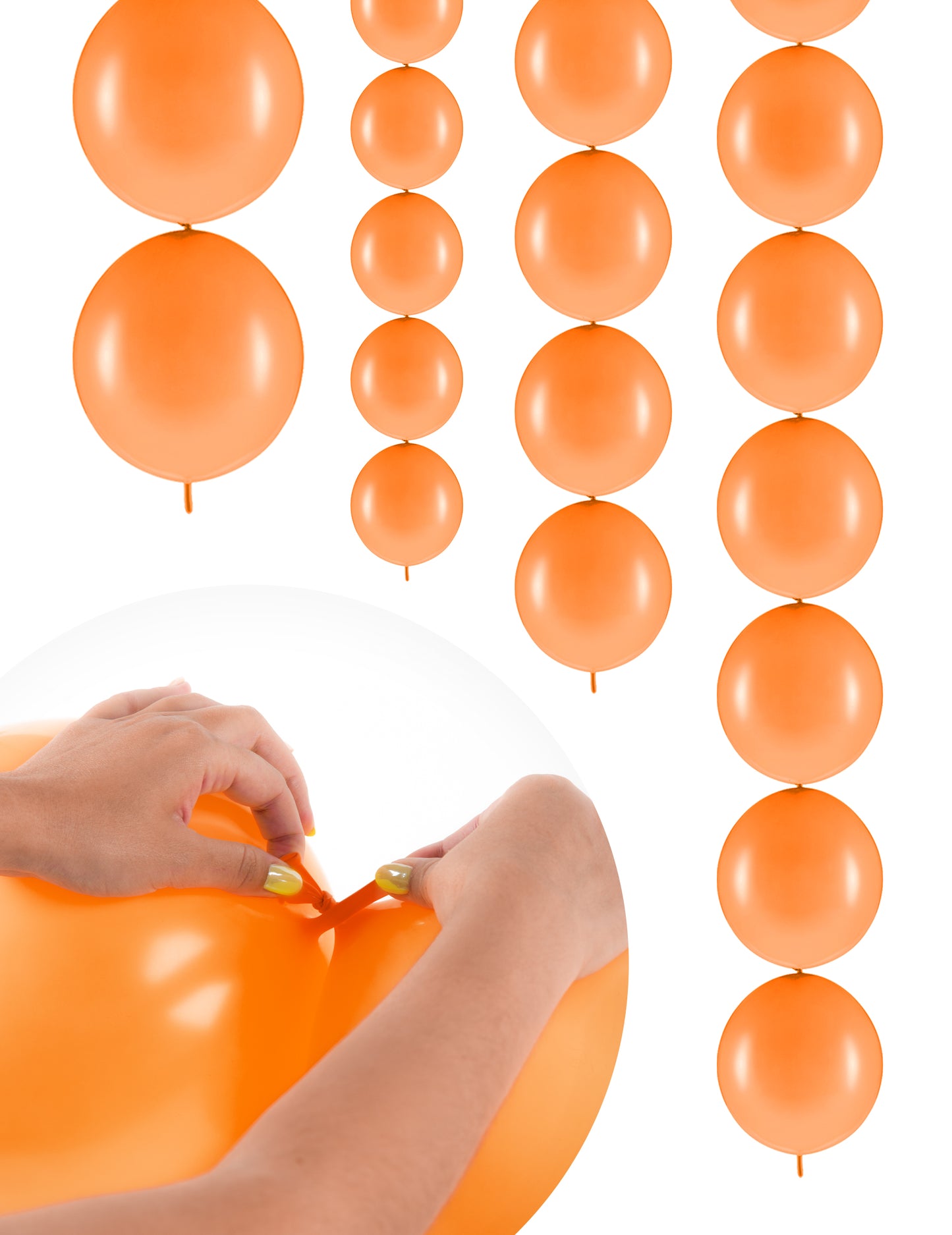 20 oranžových nafukovacích balónov na pripojenie 28 cm