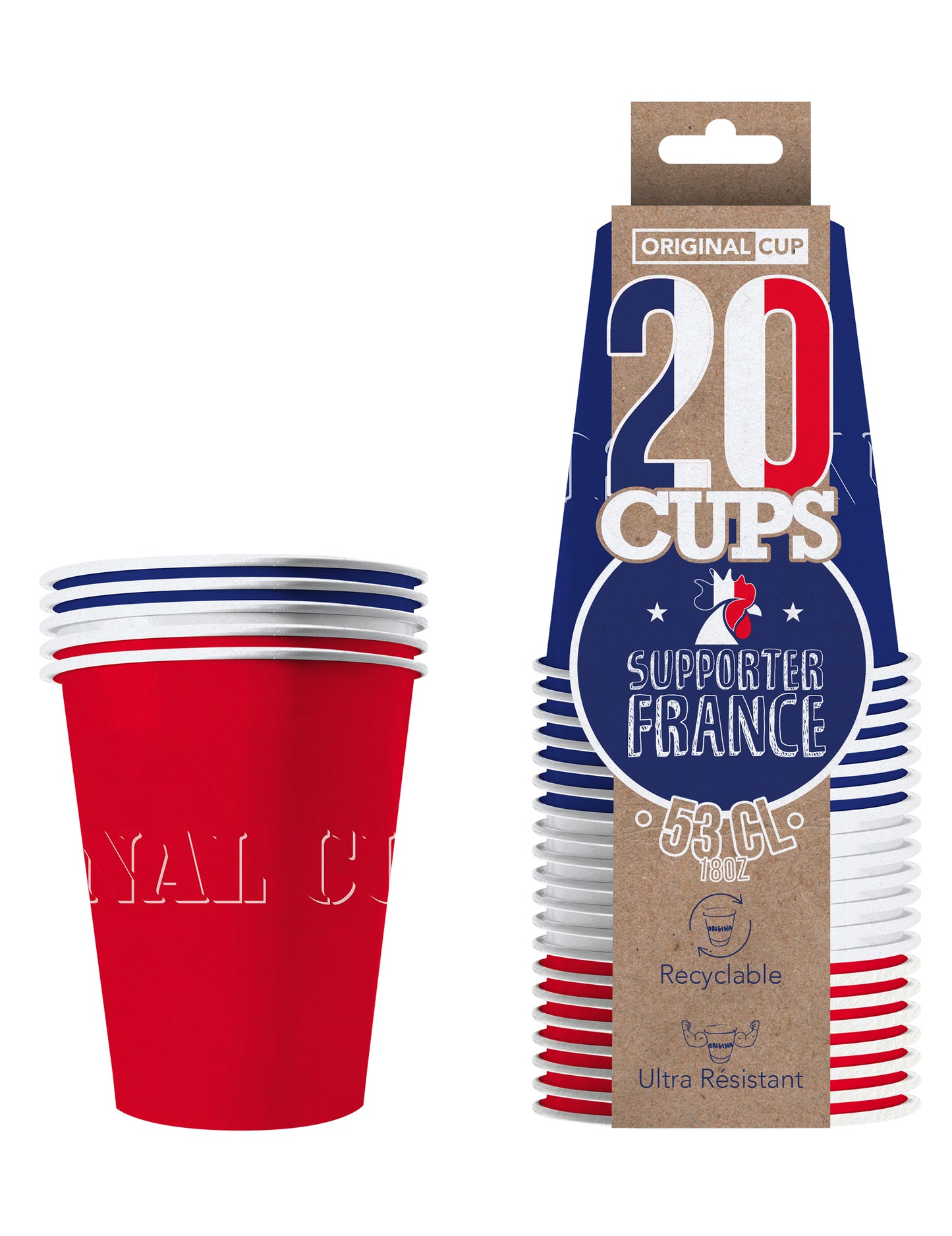 20 amerických pohárov recyklovateľné kartón Francúzsko 53 CL