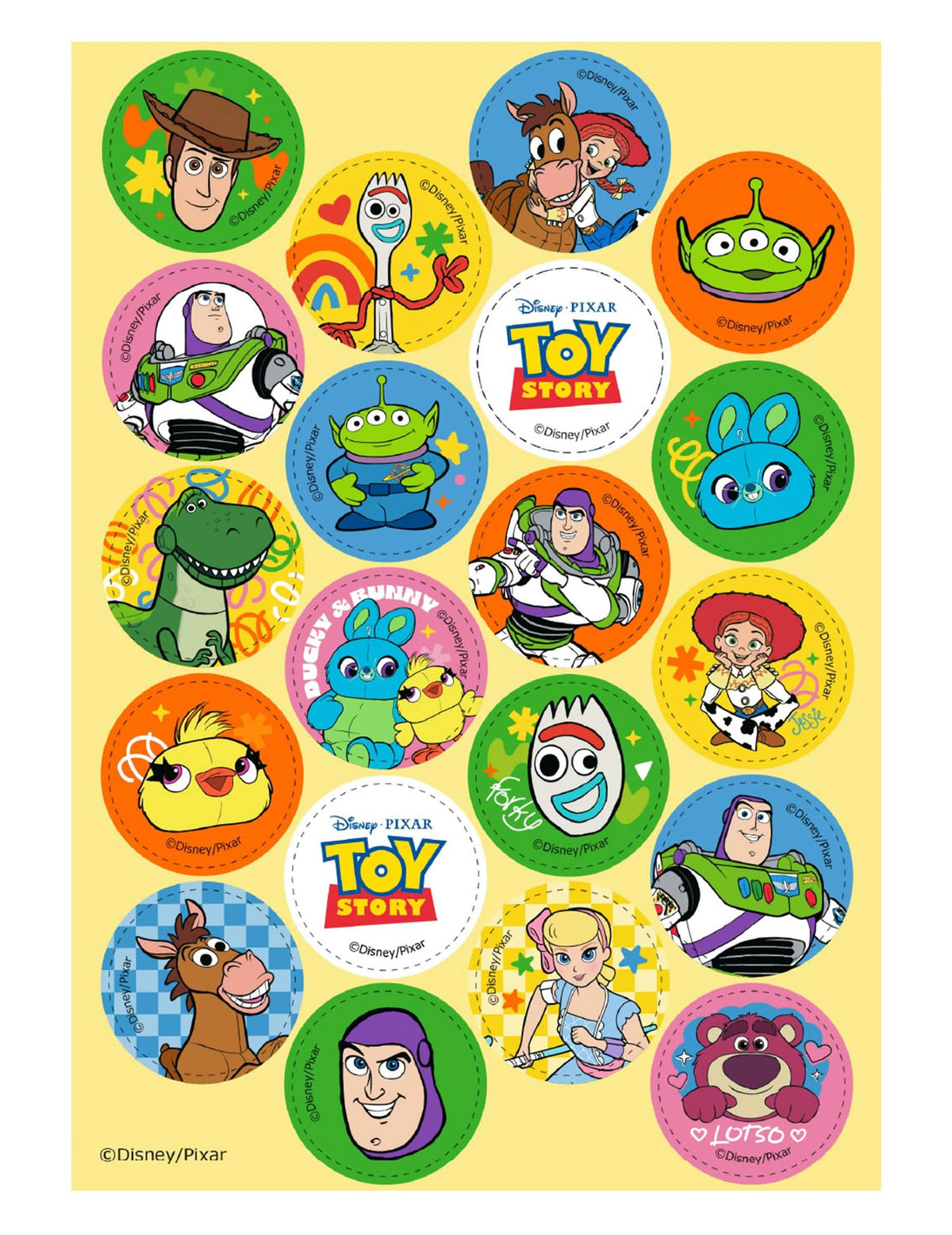 20 Mini jedlých diskov Toy Story™ 3,4 cm