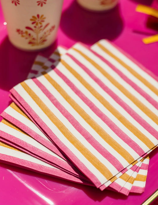 20 malých papierových koktailových servítok Pink Limonade 24 x 24 cm