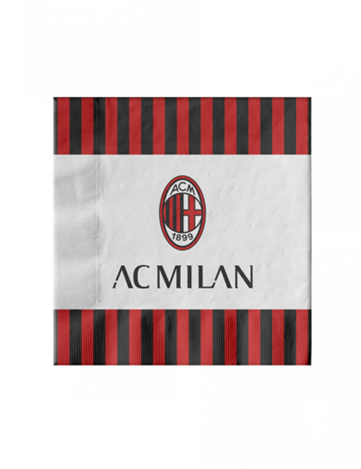 papierové obrúsky ac milan červená a čierna s pruhmi s logom