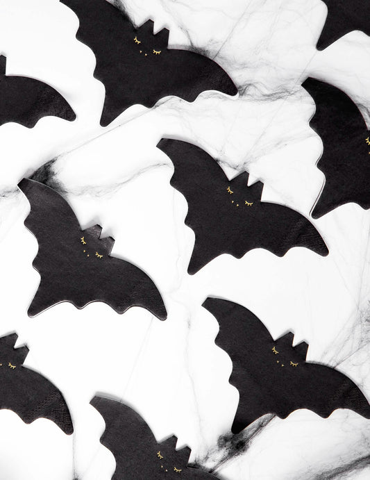 Vue d'ensemble de plusieurs serviettes en papier chauve-souris pour Halloween