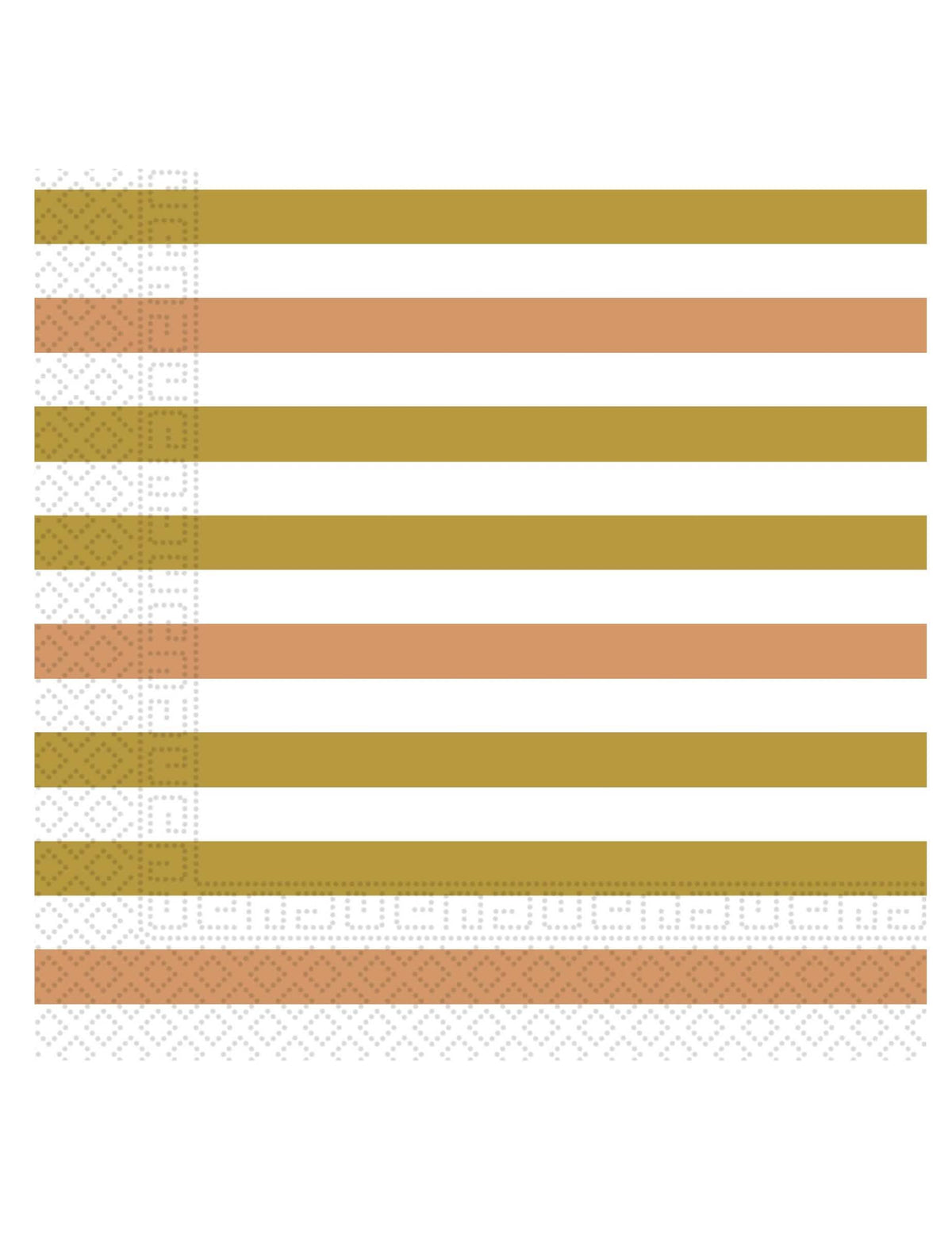 Serviettes en papier à rayures dorées, rose gold et cuivrées
