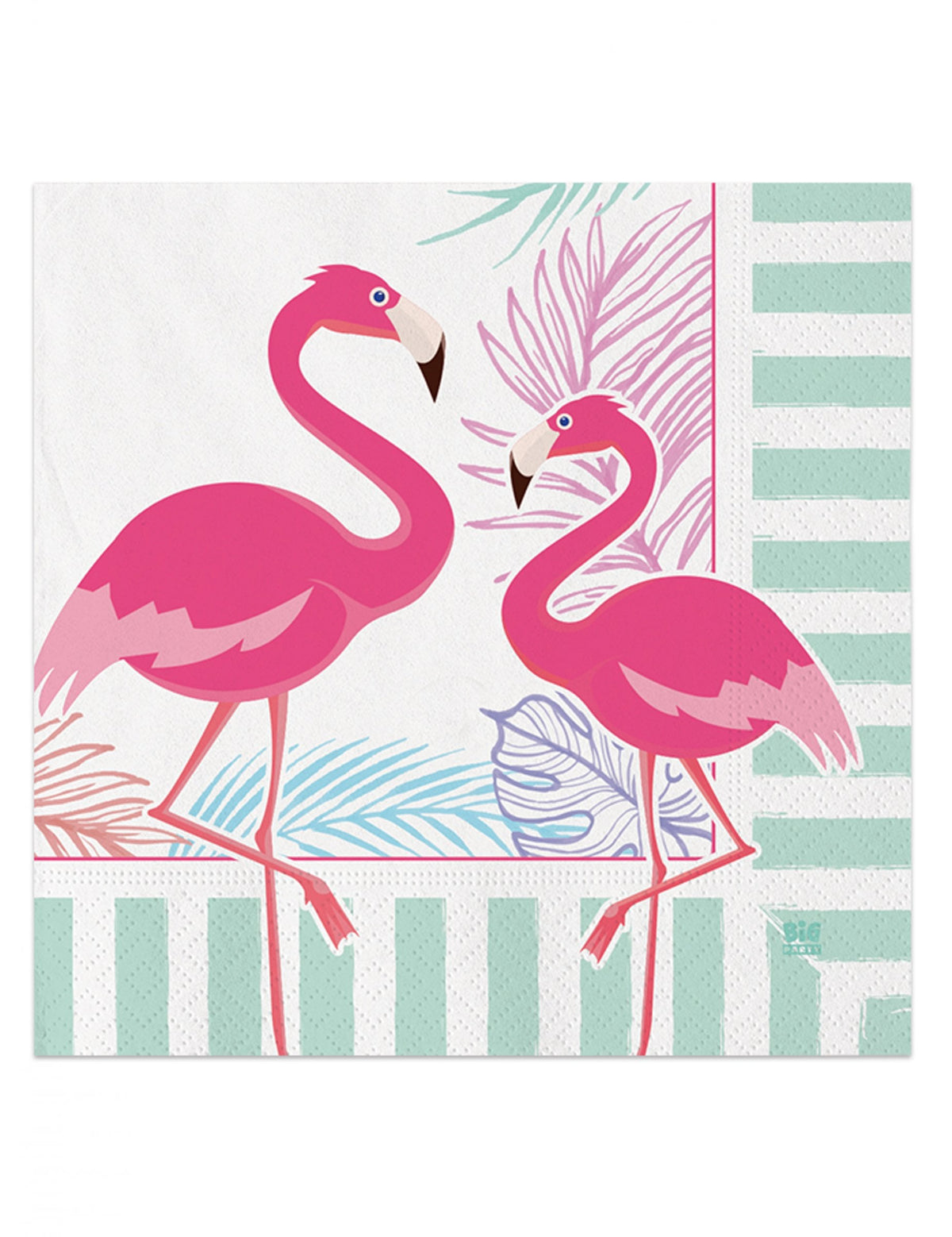 Serviettes en papier flamingo party tropicales pour fête rose et vert menthe