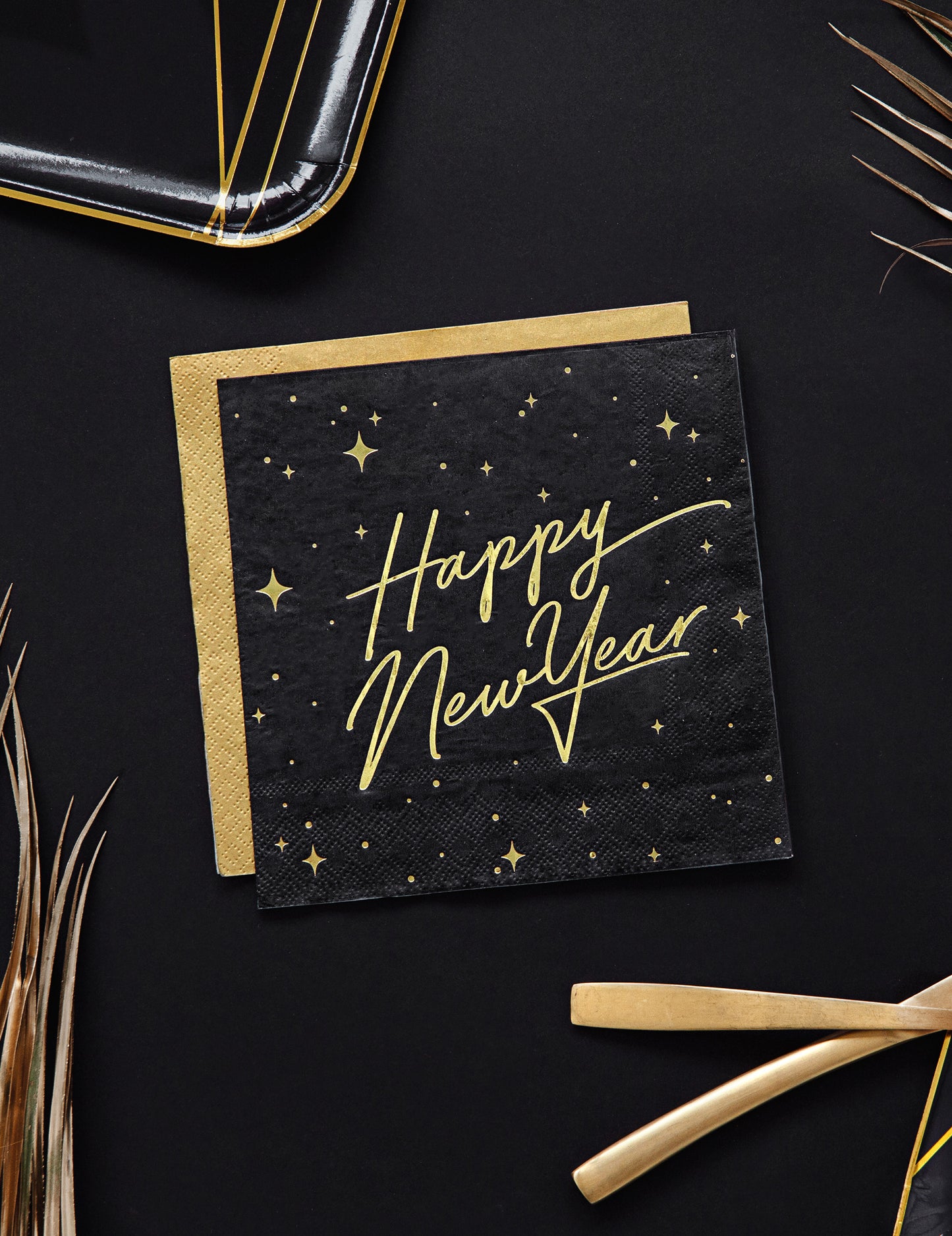 20 Šťastný nový rok a zlaté papierové utierky 33 x 33 cm