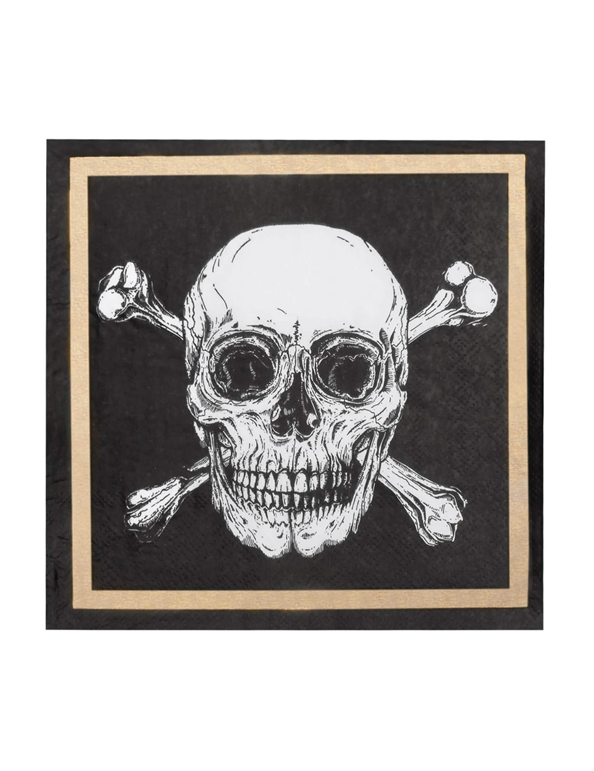 Detail motívu pirátskej lebky papierových obrúskov Jolly Roger