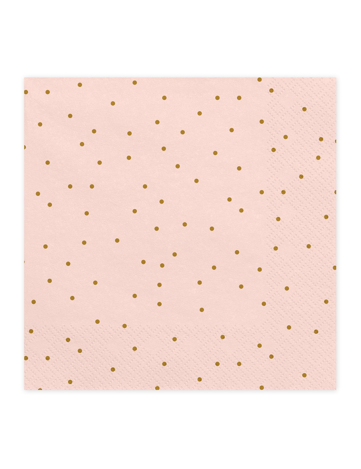 20 svetloružových papierových utier so zlatými bodkami 33 x 33 cm