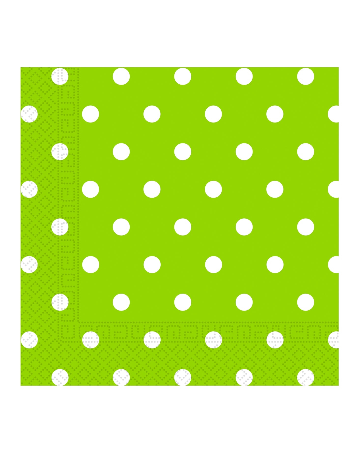 20 jablkovo zelených papierových obrúskov s bielymi bodkami, 33 x 33 cm