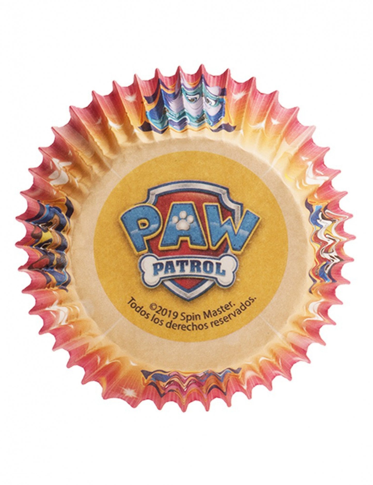 Vue du dessous des moules à cupcakes en papier Pat Patrouille