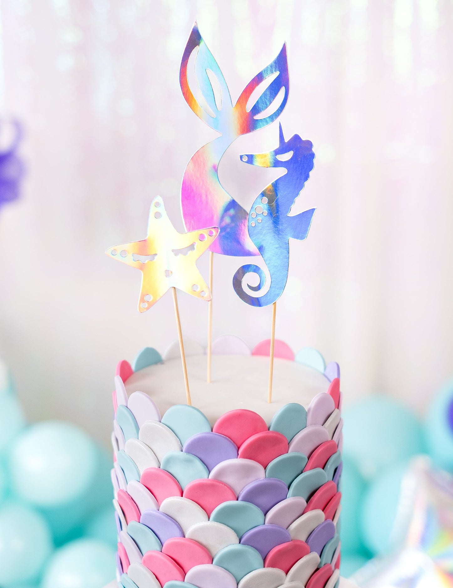 3 koláč Topper Holographic Mermaid 24,5 cm