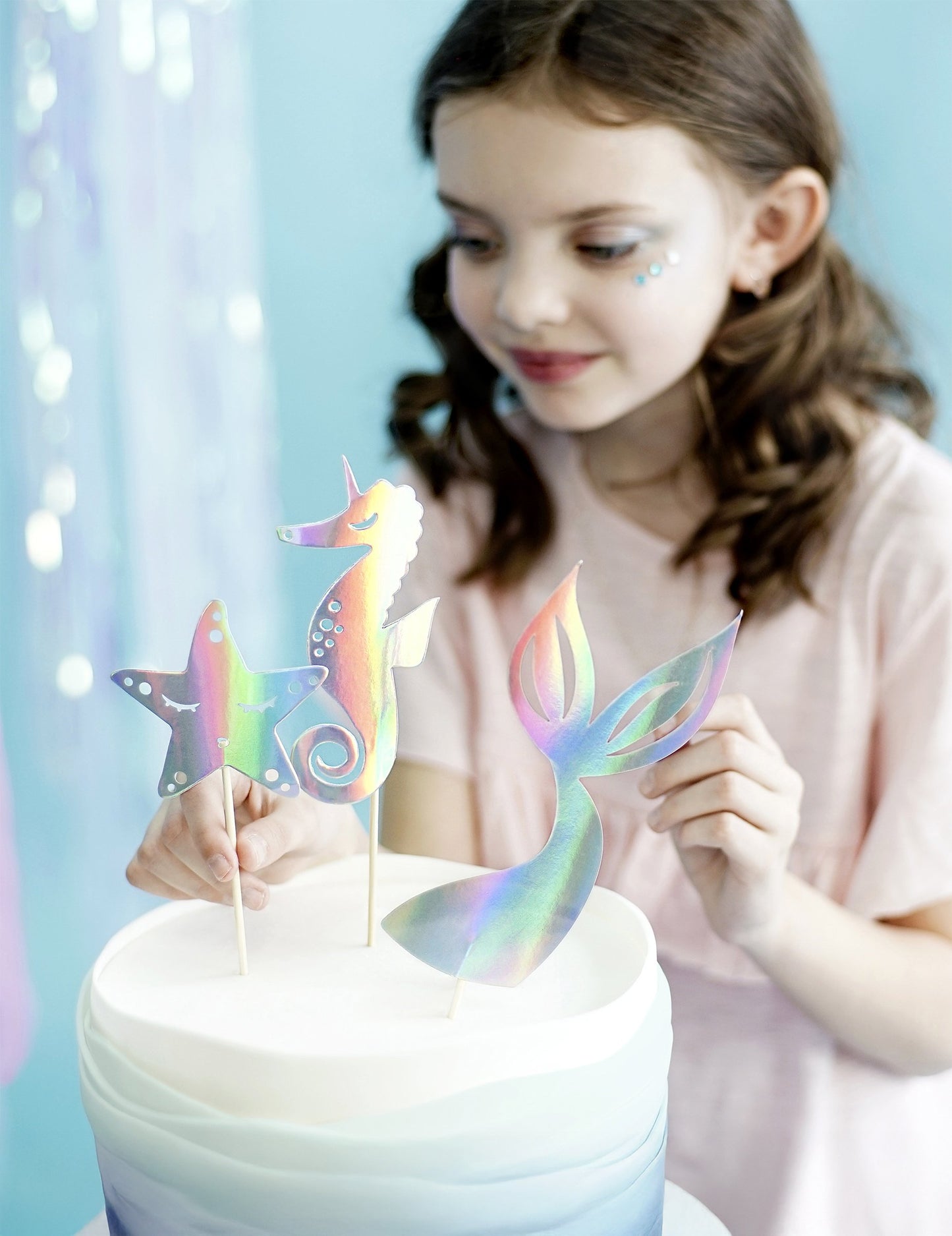 3 koláč Topper Holographic Mermaid 24,5 cm