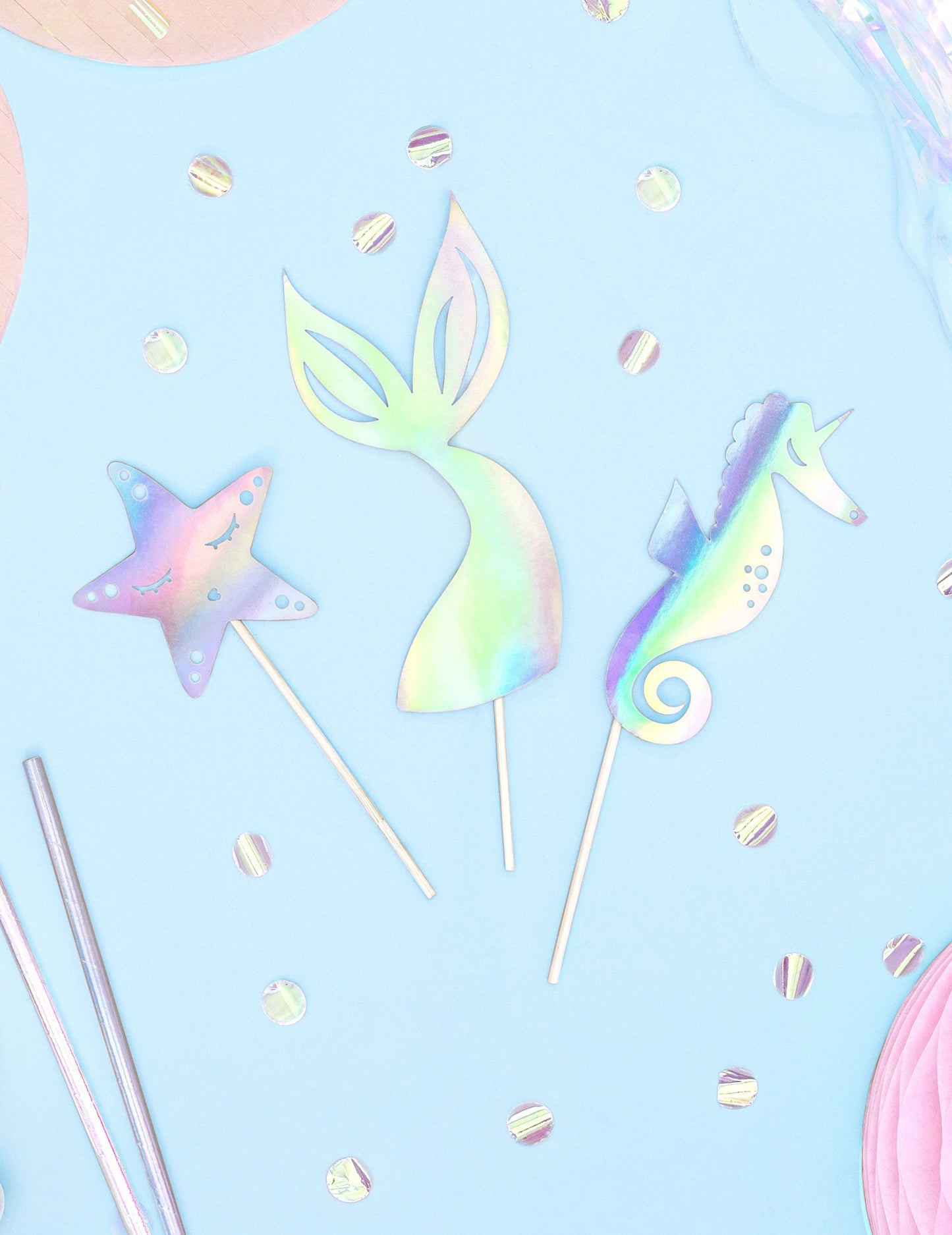3 koláč Topper Holographic Mermaid 24,5 cm