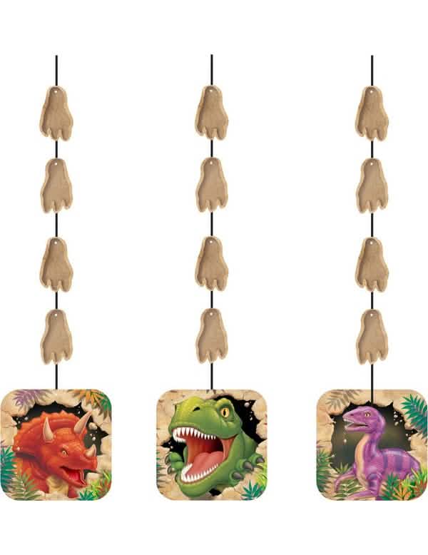 Závesné dekorácie na narodeniny s dinosaurami pre dieťa s odtlačkami nôh a viacfarebnými ilustráciami