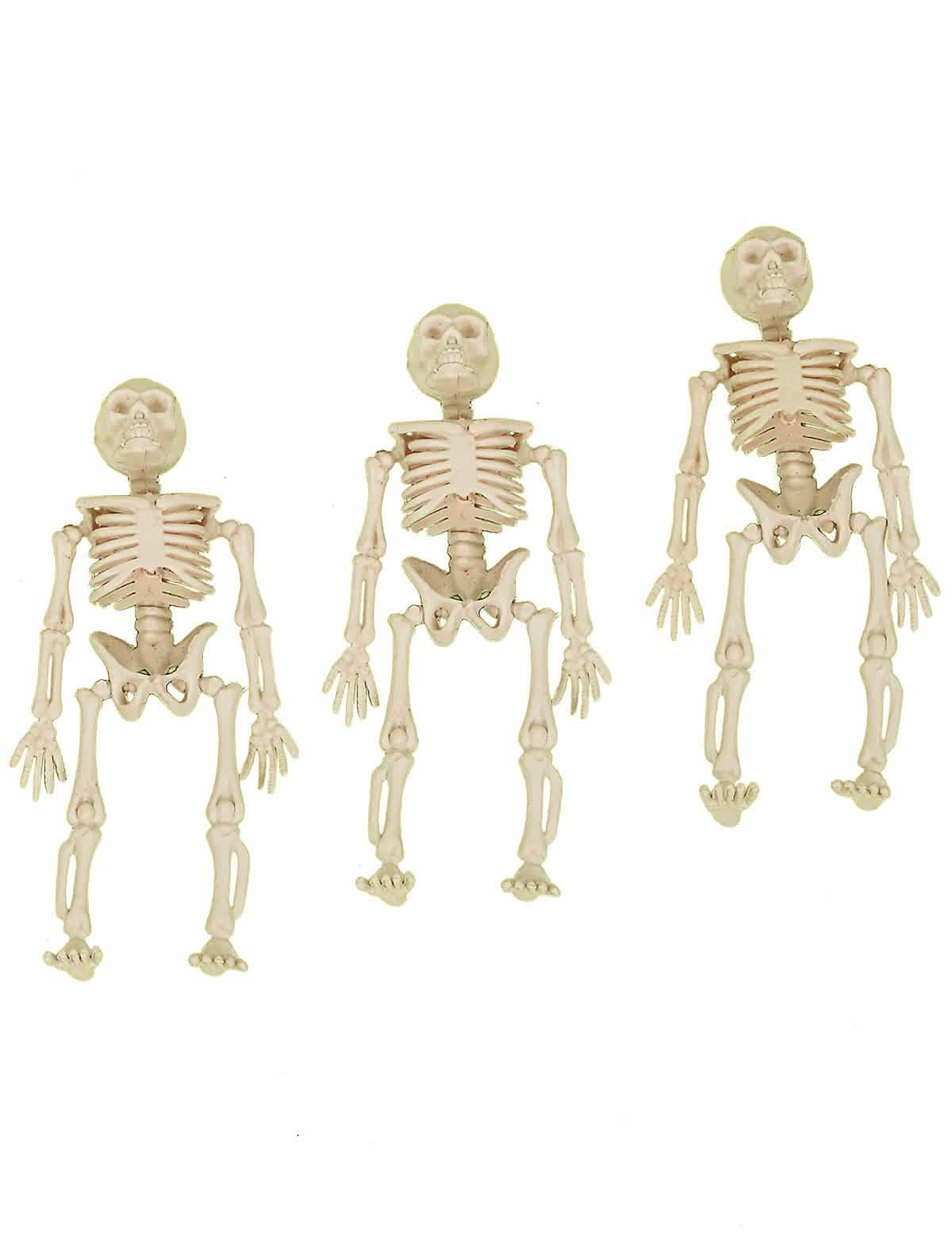 Súprava 3 dekorácií kostlivci pre halloween béžová