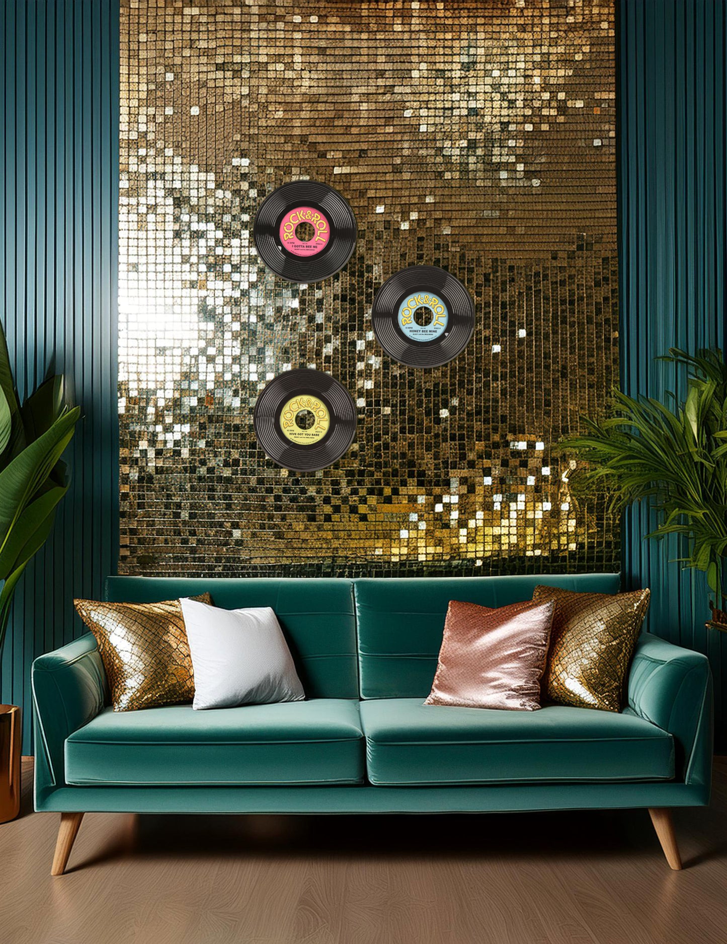 3 vinylové platne 23 cm rock & roll dekorácia