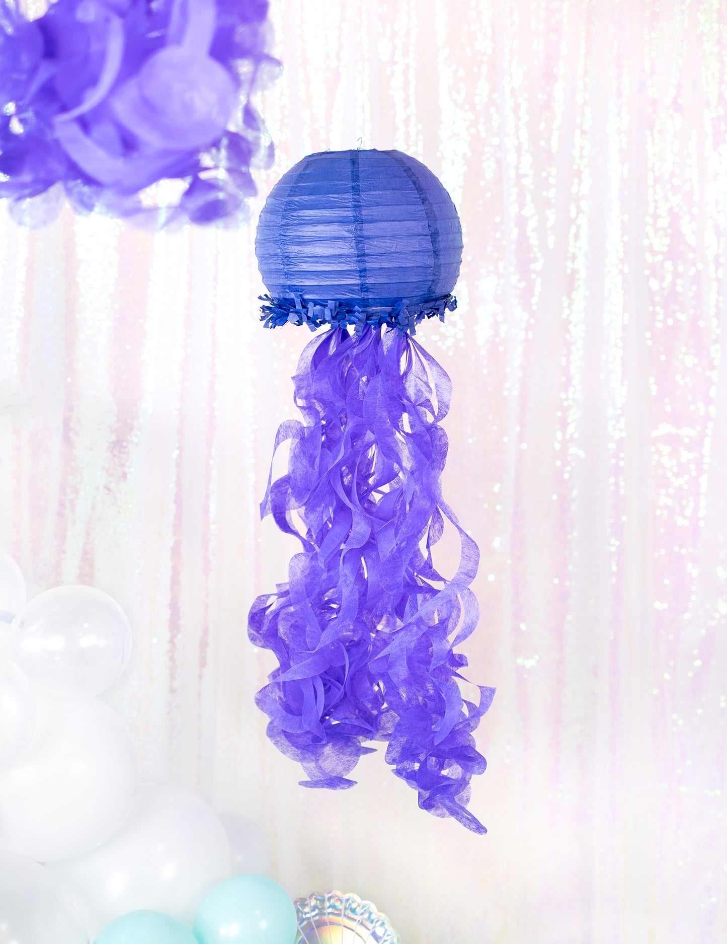 3 papierové lampióny, medúza, sny morskej panny, 24 cm modrá fialová zelená