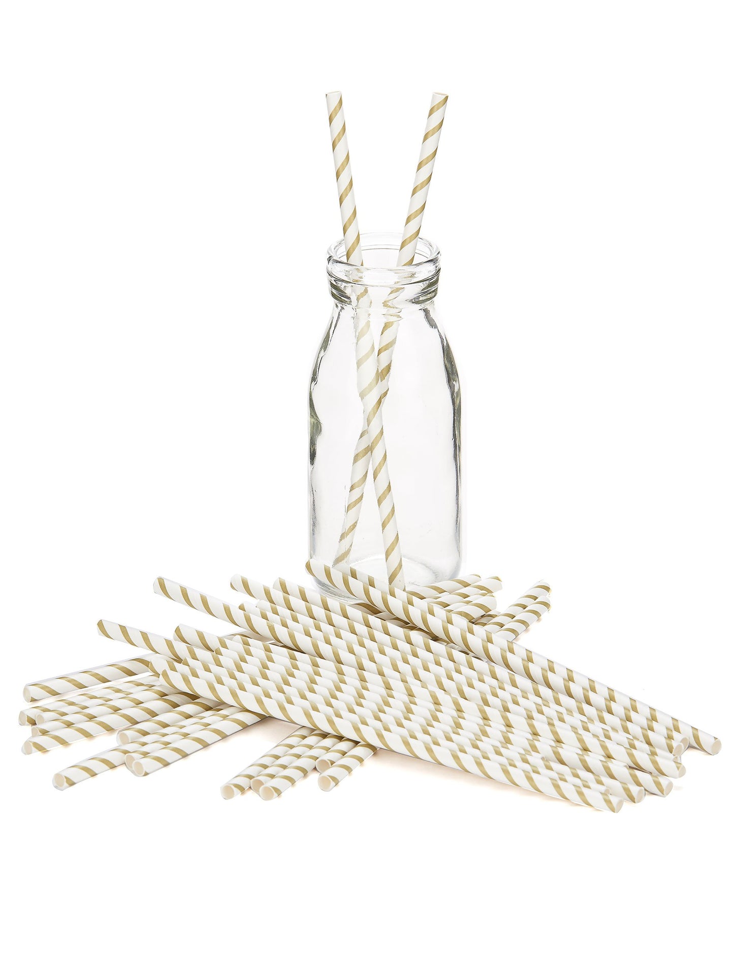 20 zlatých pruhovaných papierových slamiek