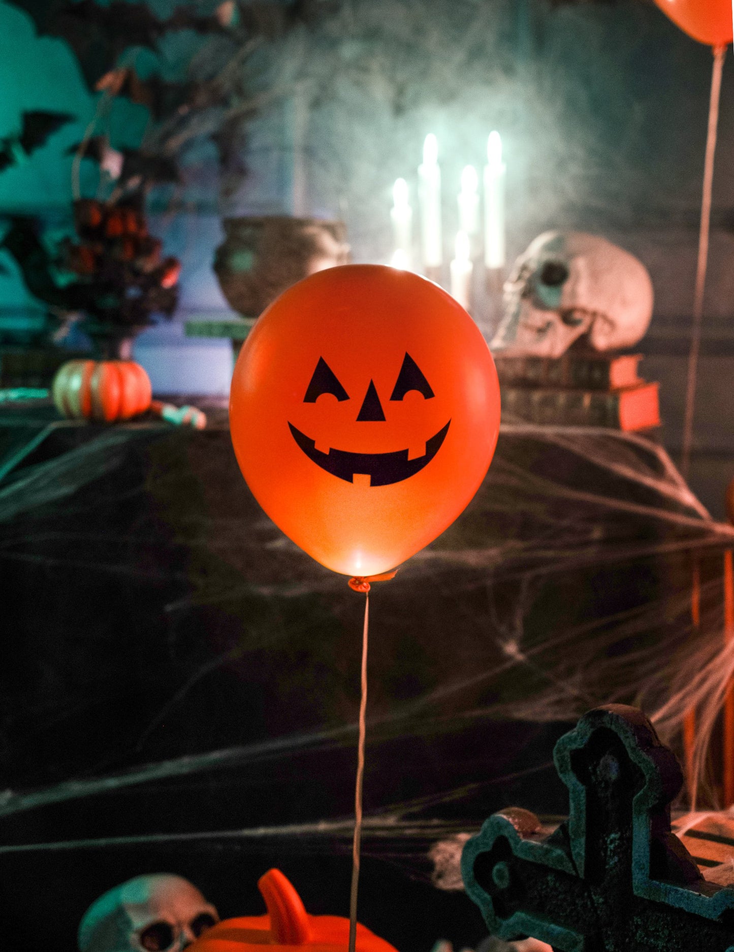 4 Halloween Pumpkin LED balóny 27,5 cm