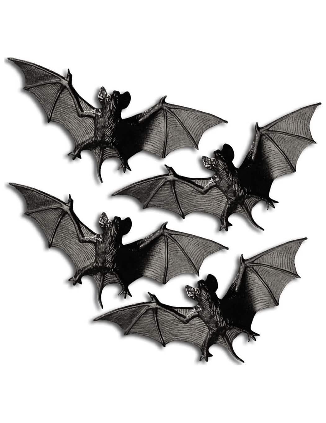 Súprava 4 čiernych netopiere halloween na dekoráciu