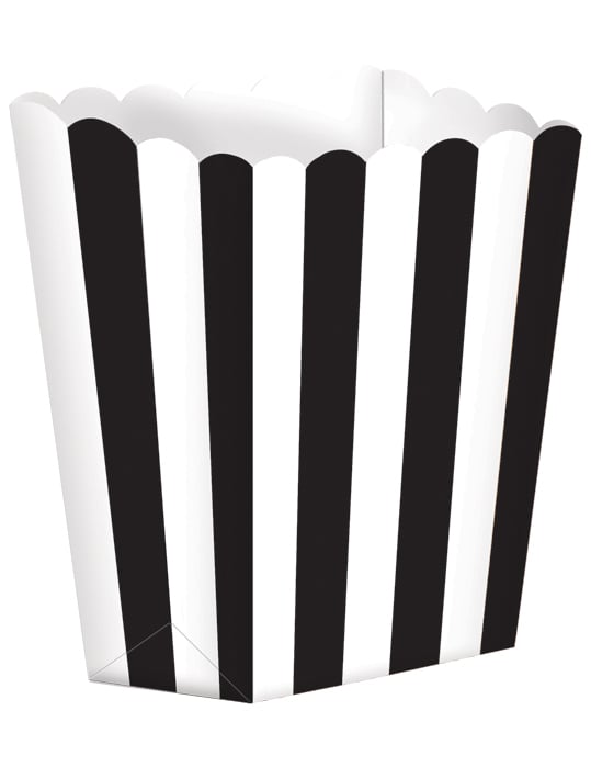 Vintage čierno-biely pruhovaný popcornový pohár z kartónu