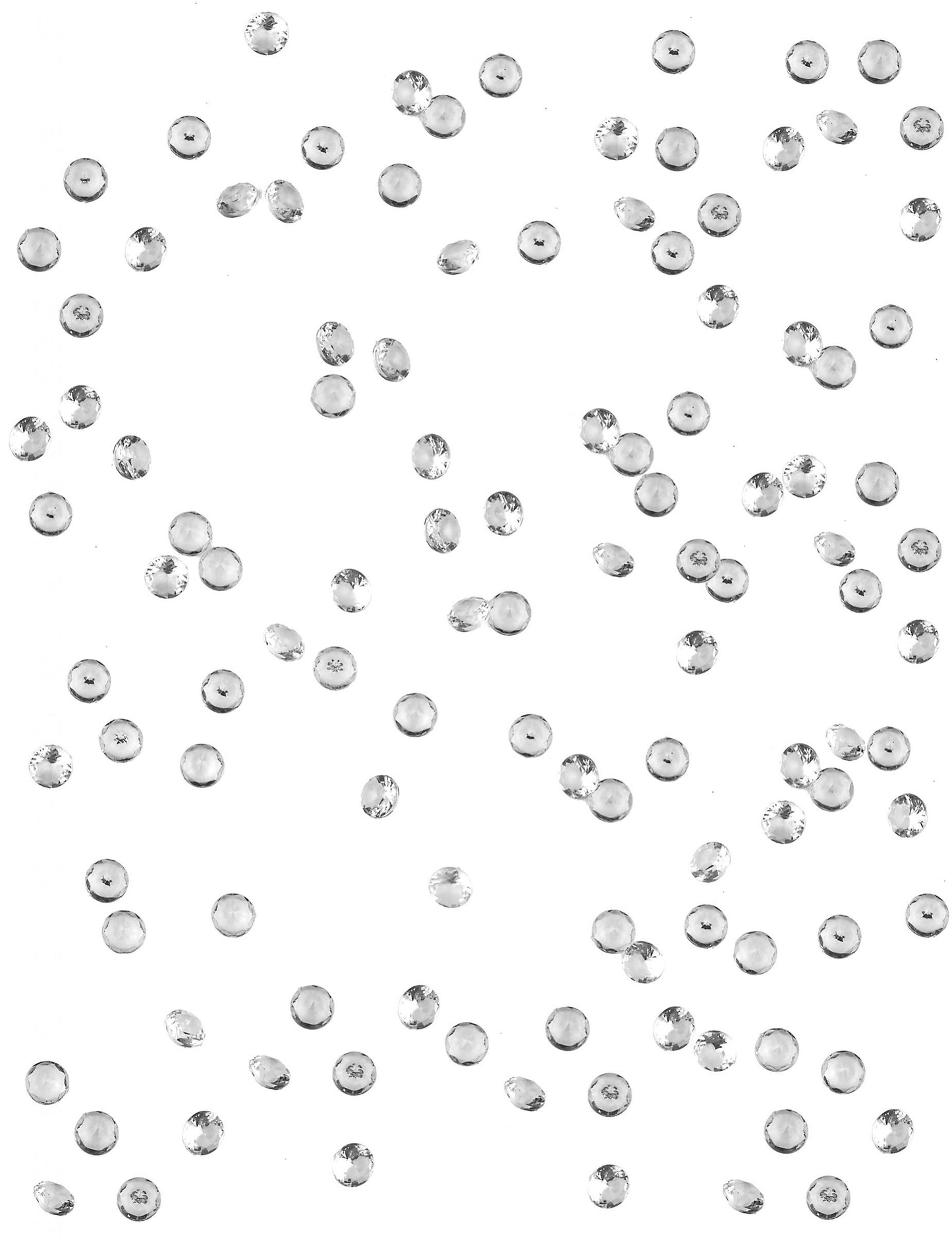 50 malých priehľadných diamantov 1,2 x 1,2 x 1 cm