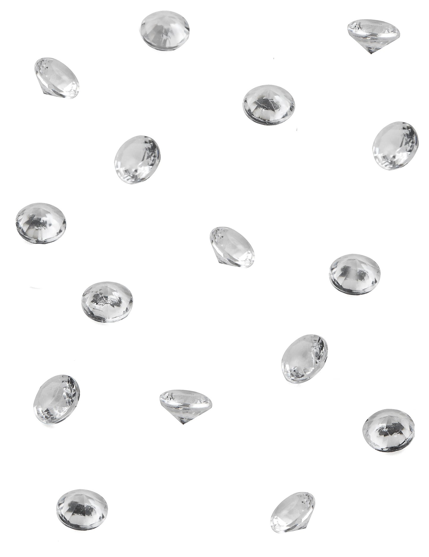 50 malých priehľadných diamantov 1,2 x 1,2 x 1 cm