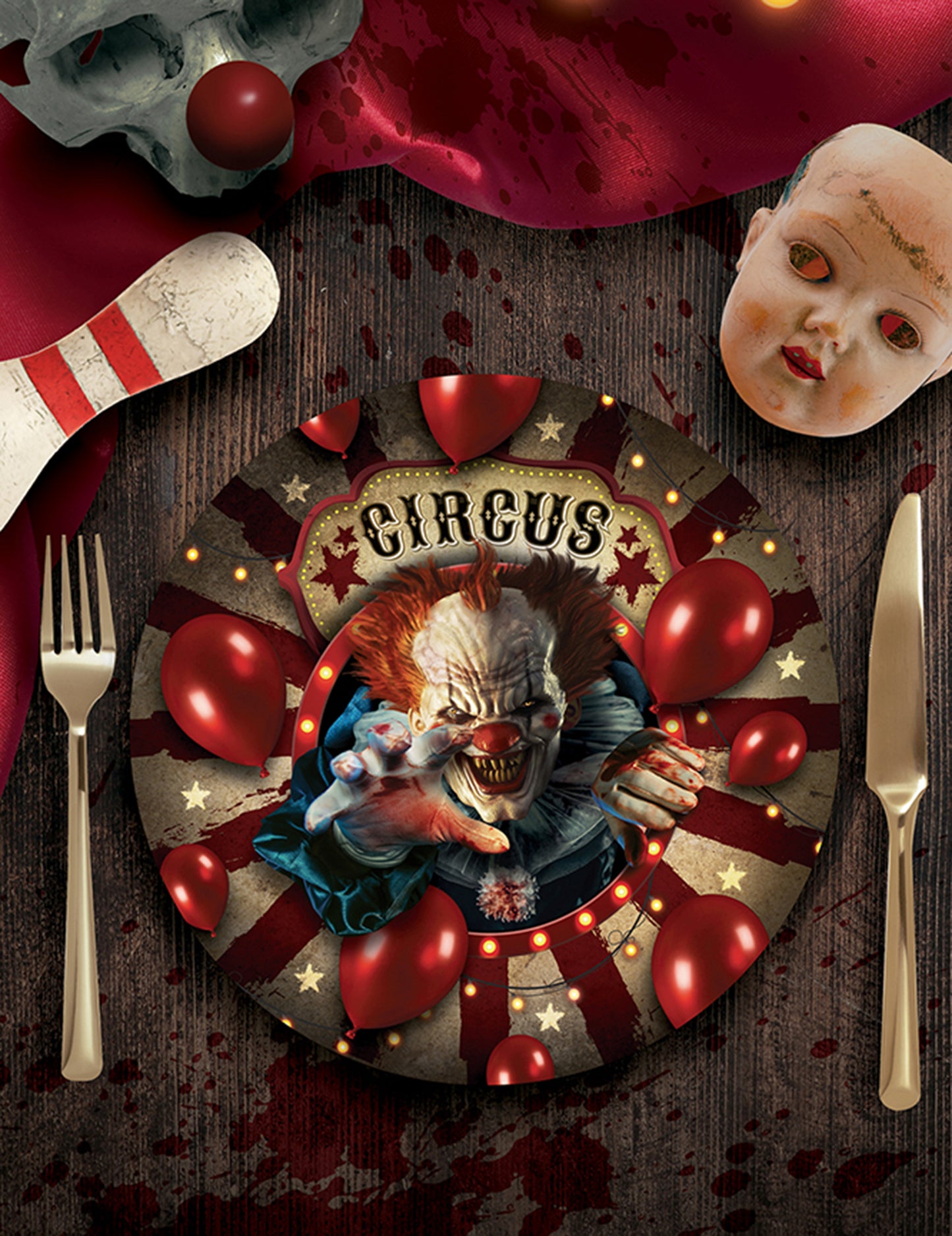 6 23 cm Halloween Clown Cardboard Plates