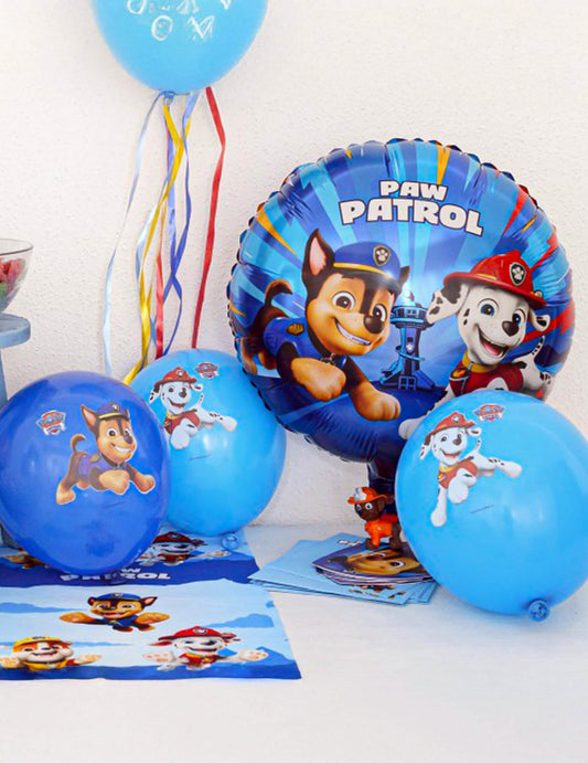 6 modrých latexových balónov Labková patrola 27 cm