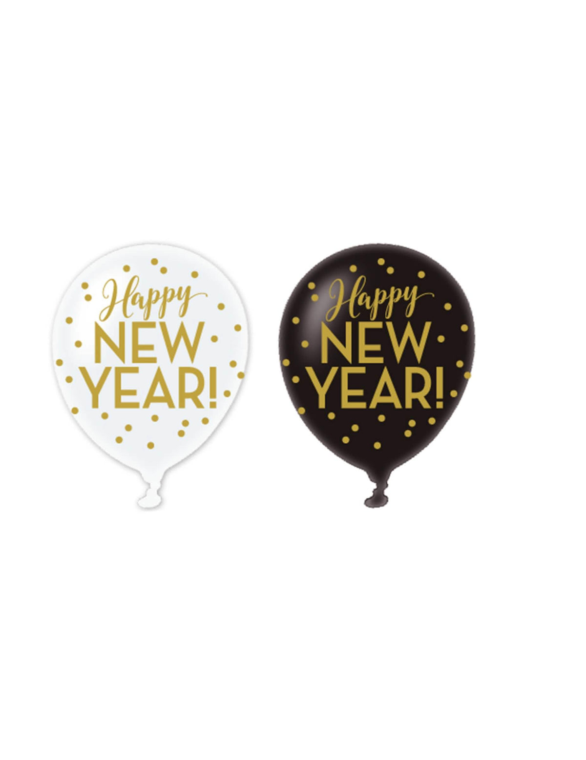 latexové balóny Happy new year čierna biela a zlatá