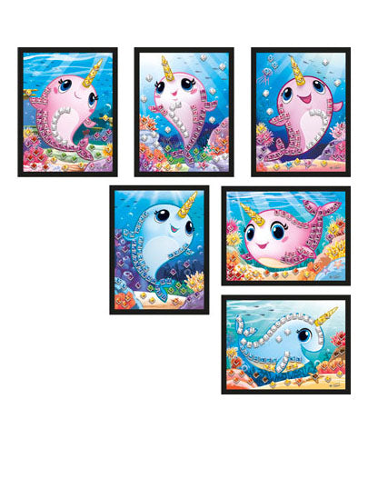 6 holografických mozaikových kariet s narvalom 10 x 16 cm detská aktivita